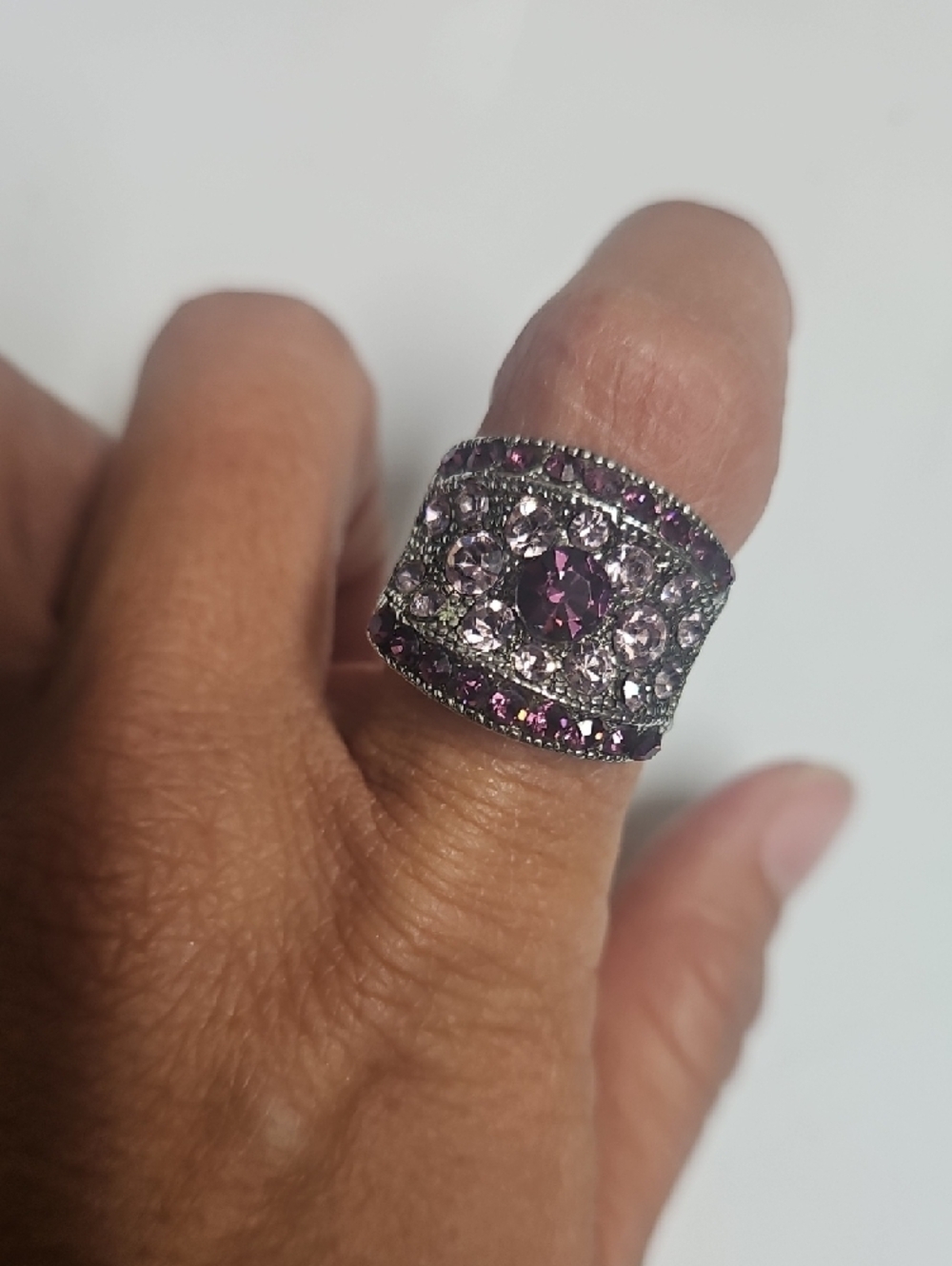 Elegant Purple Crystal Dome Ring - Women Jewelry